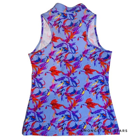 Tzu Tzu Bella Birdie Blue Sleeveless Quarter Zip Golf Top - Picture 5 of 6